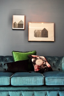 a couch with pillows