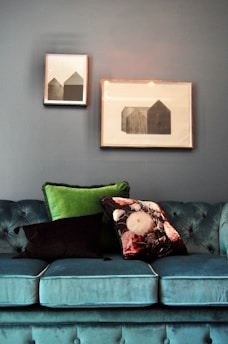 a couch with pillows