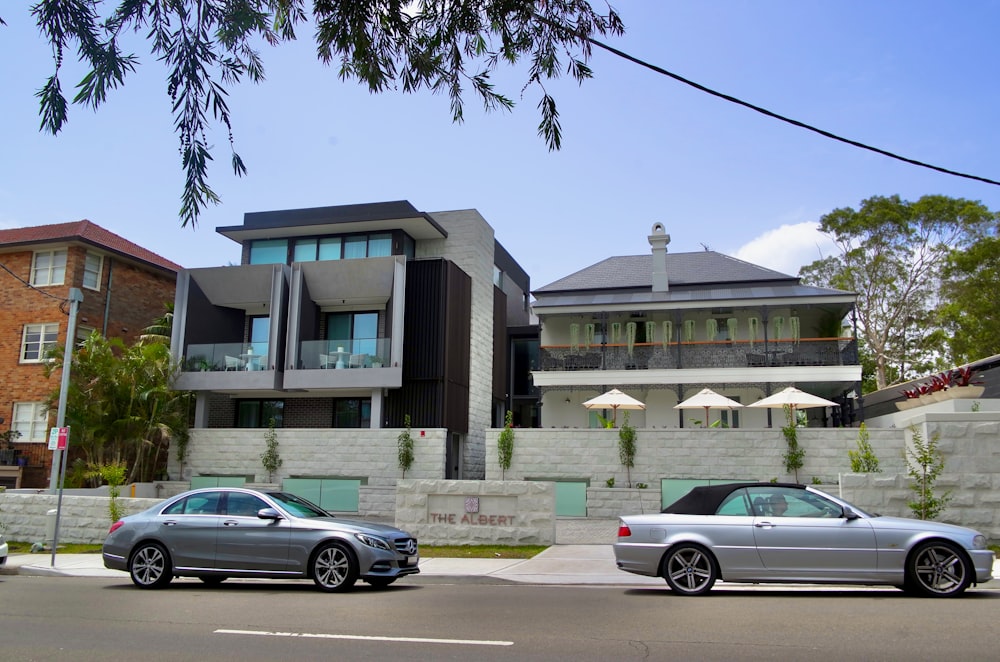 cars parked in front of a building