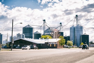 Photo of downtown Milnor with local businesses and community members engaging.