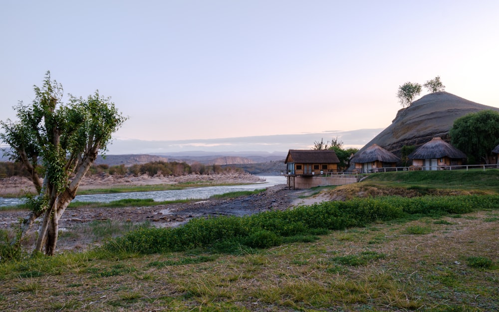 a few houses by a river