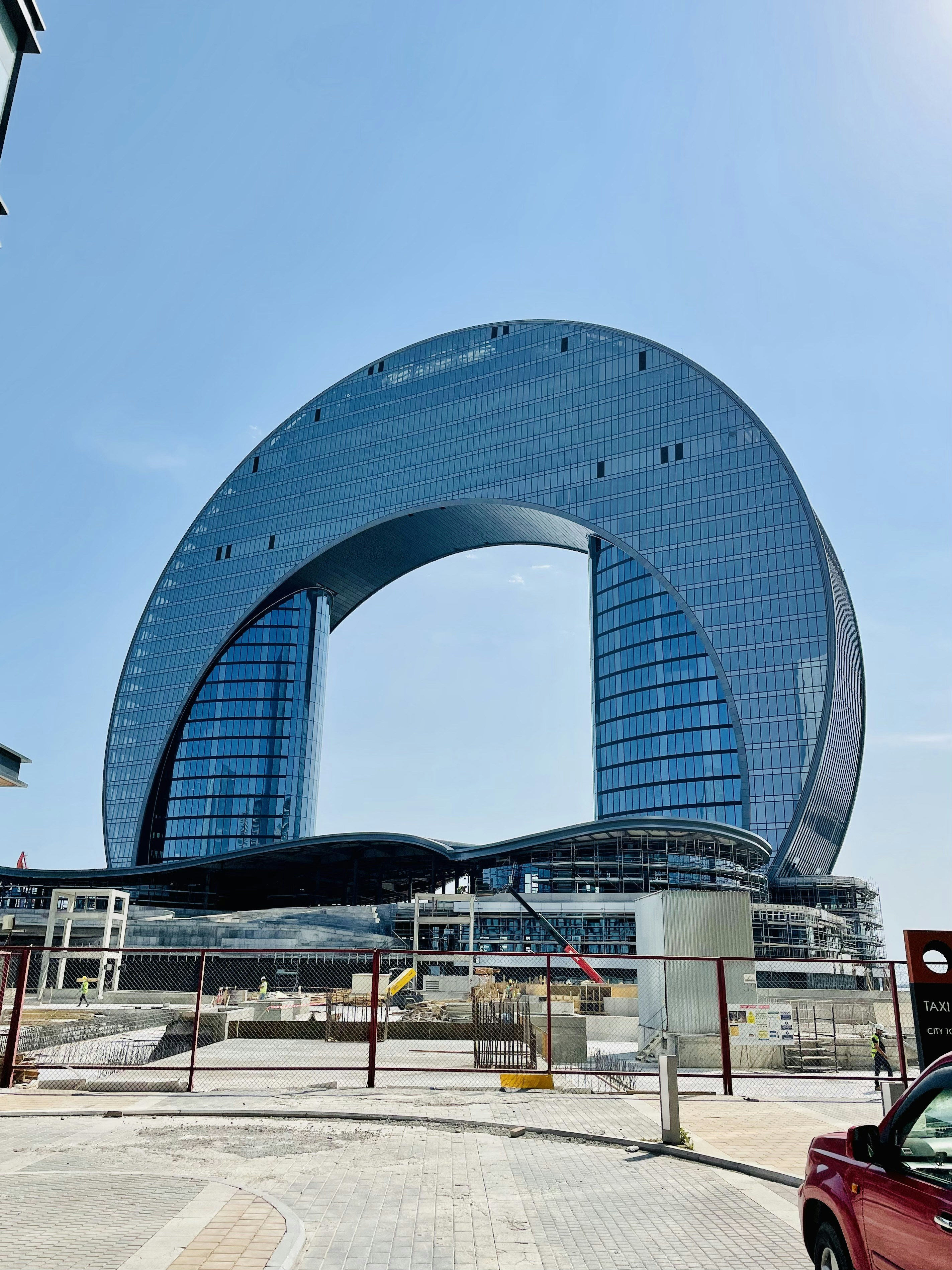 a large building with a glass front