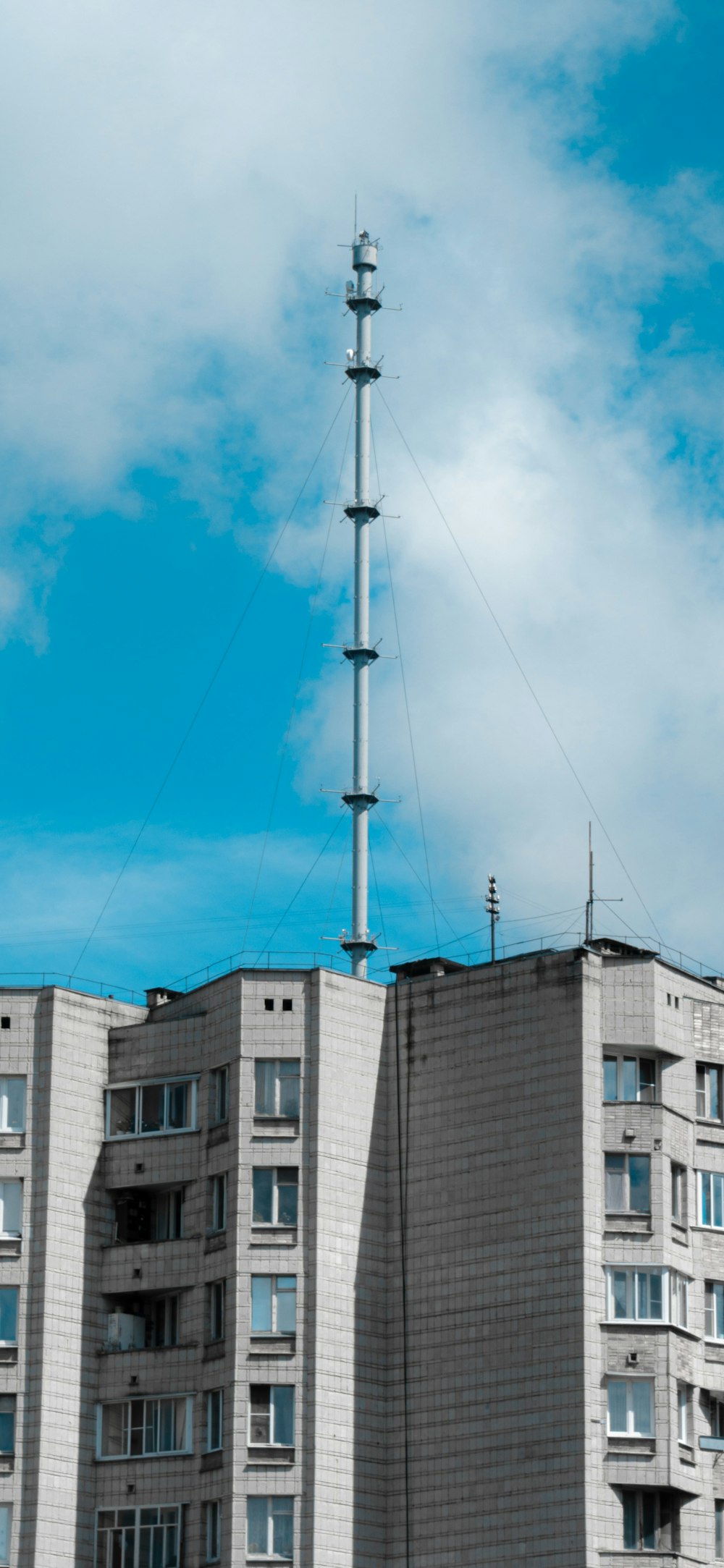 a building with power lines above it