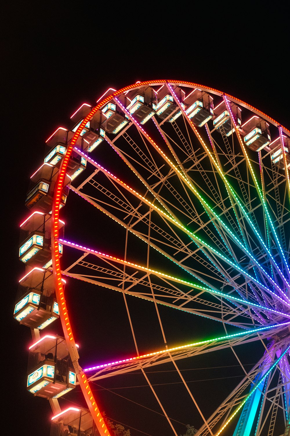 a ferris wheel at night