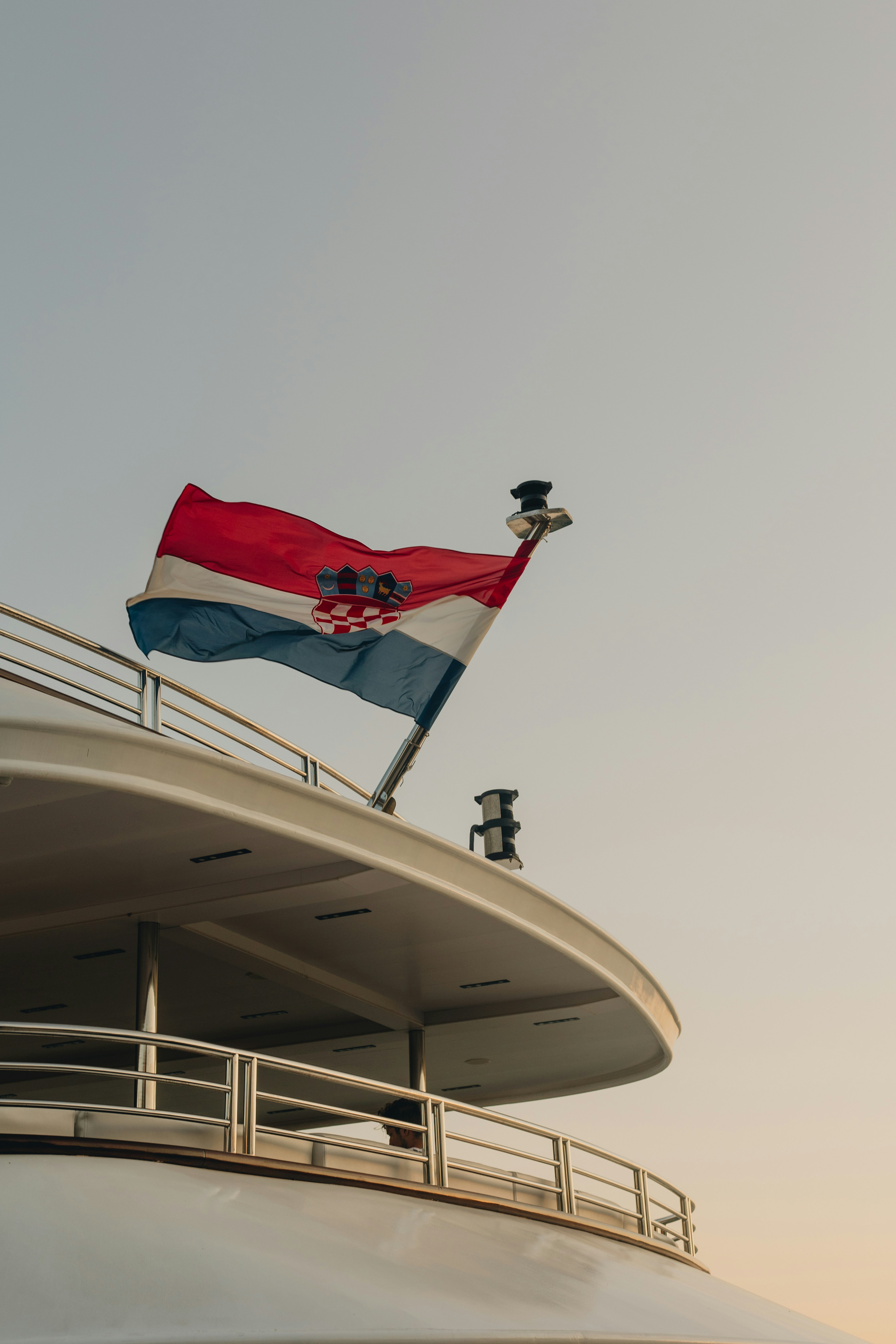 Croatian flag on a boat in Split Croatia
