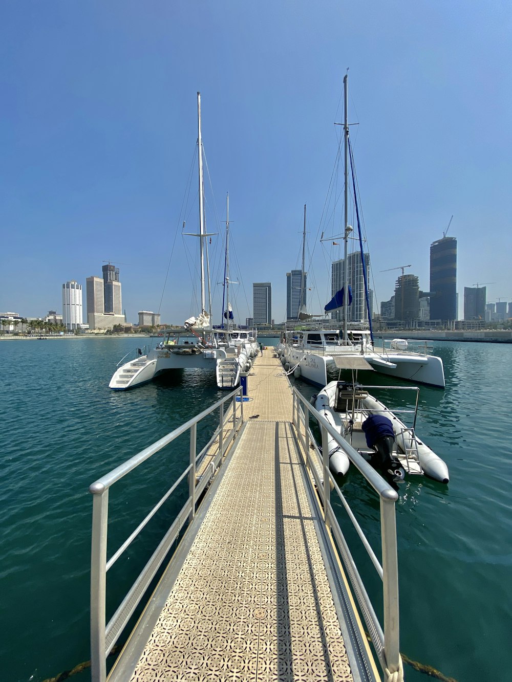 a group of boats in a harbor