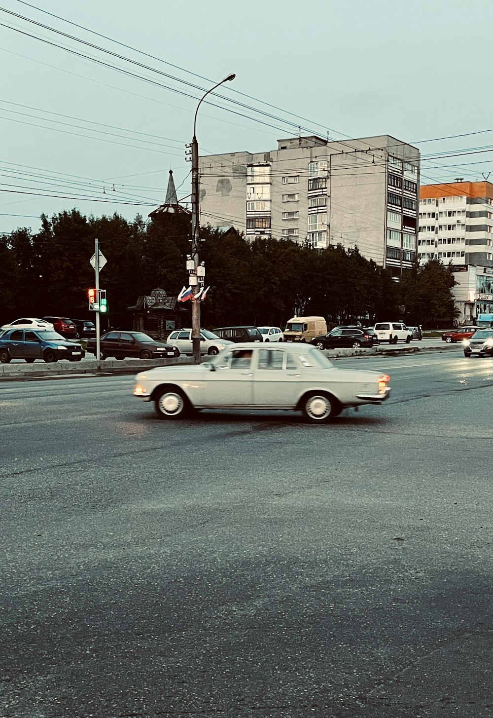 a white car on the street