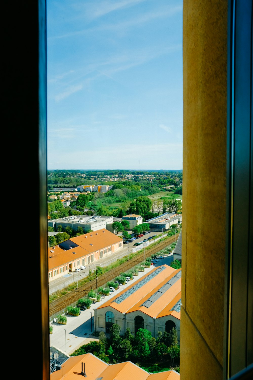 a view of a town from a window