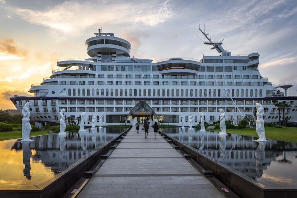 a large cruise ship docked