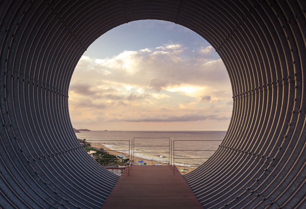 a view of the ocean from a window