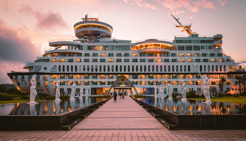 a large cruise ship docked