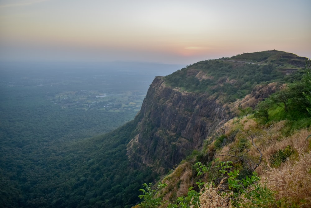 a landscape with hills and trees