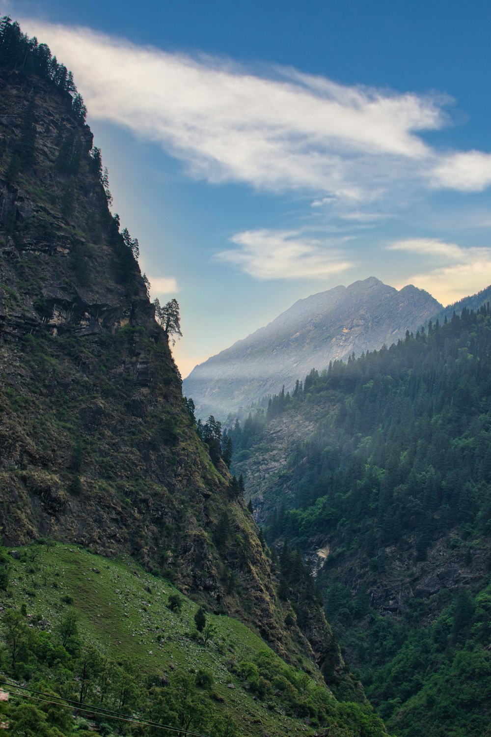 a valley between mountains