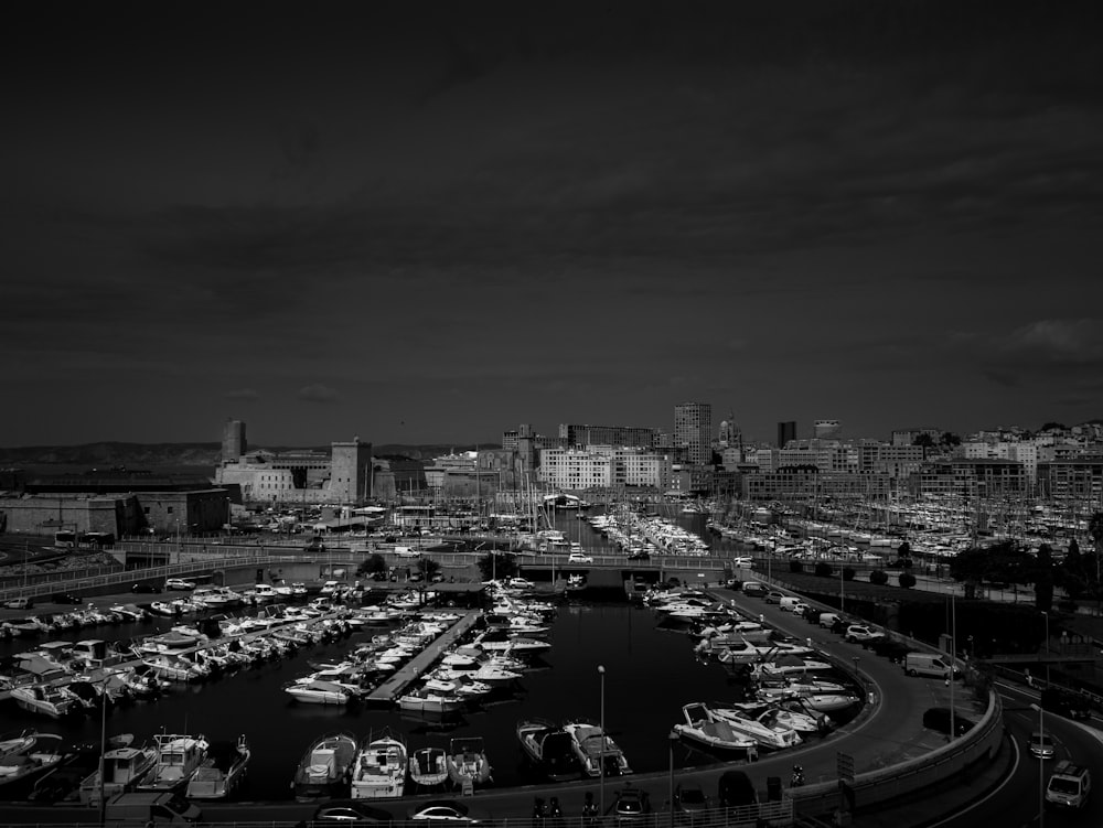 a city with boats and buildings