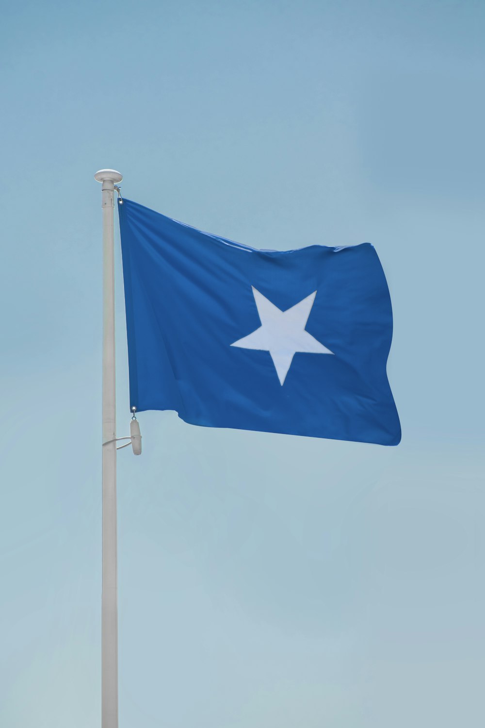 a blue flag on a pole