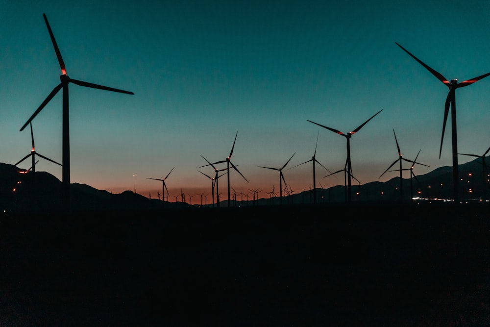 a group of wind turbines