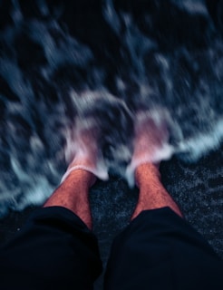 a person's foot with a sock on it
