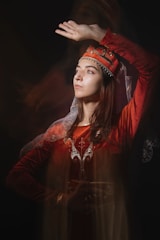 An artfully composed shot of a traditional costume illuminated by soft light.