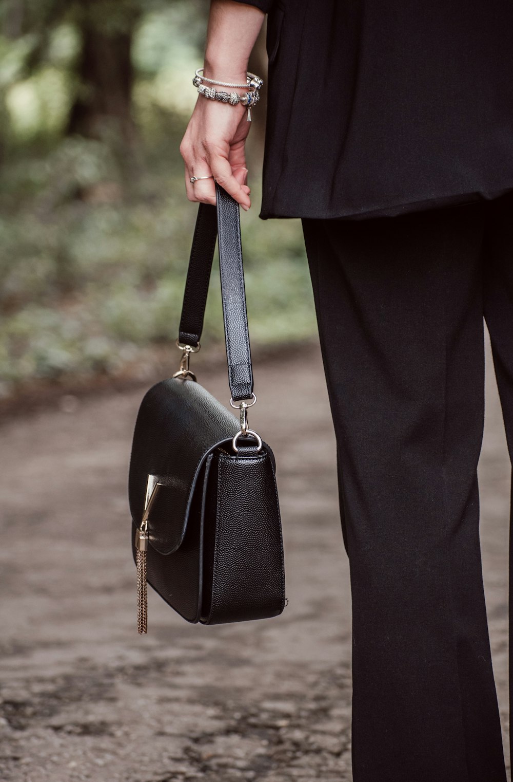 a person holding a purse