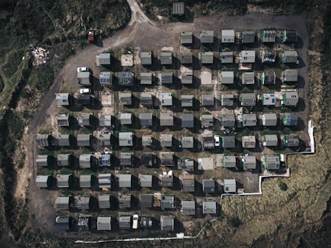 a high angle view of a town