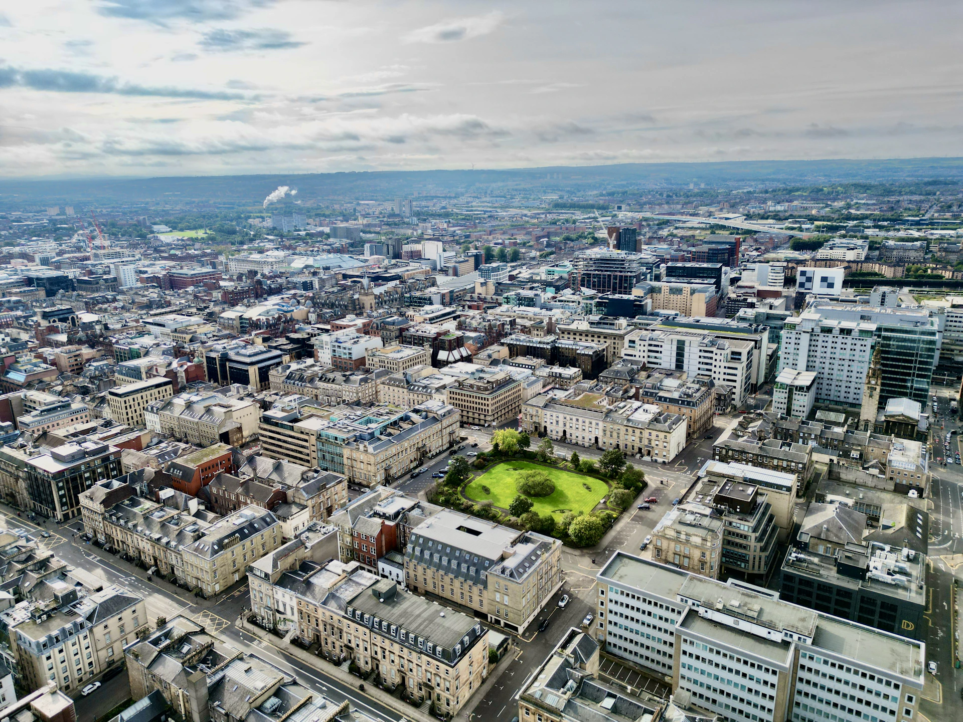 an aerial view of a city