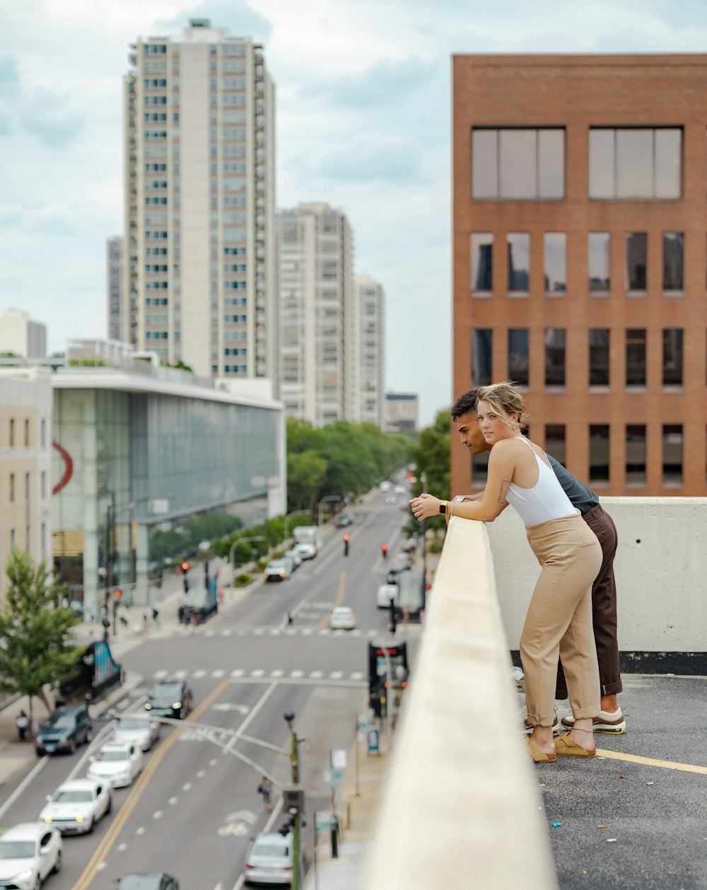 a person standing on a ledge