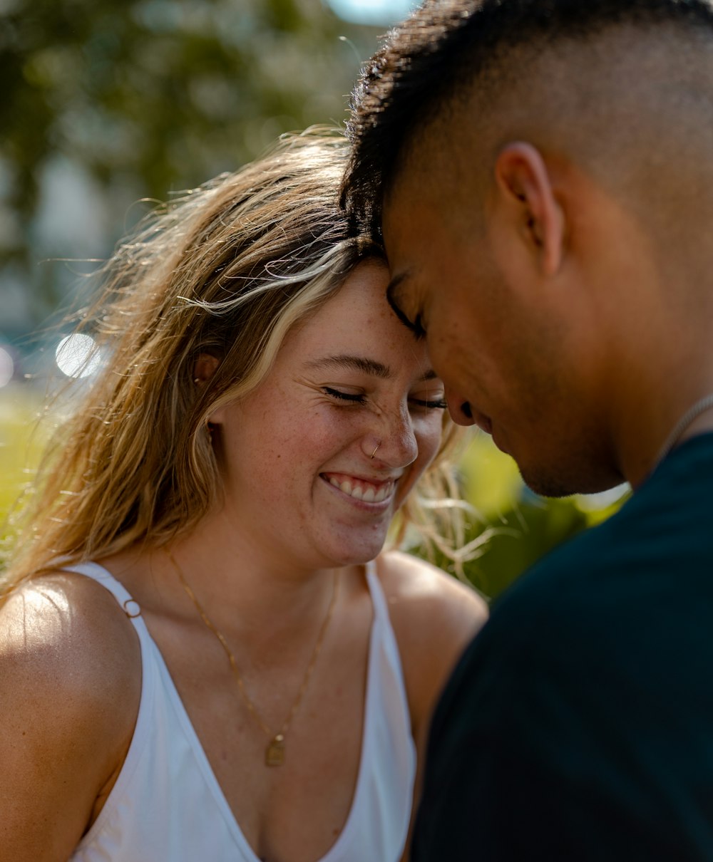 a man and a woman kissing