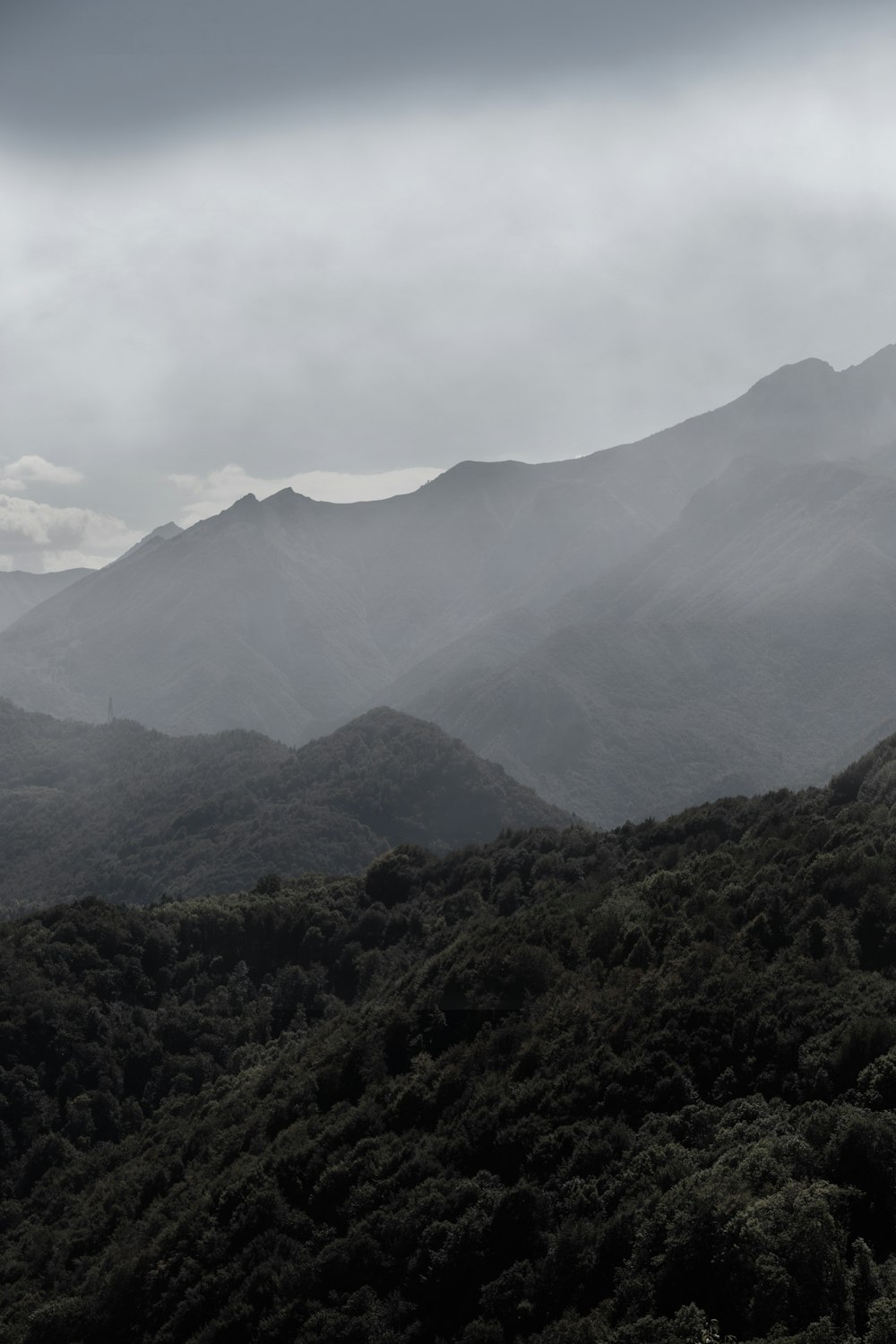 a landscape with hills and trees