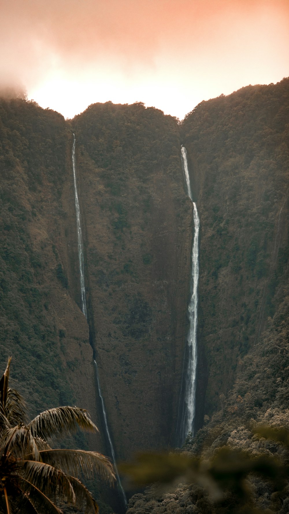 a waterfall in a canyon