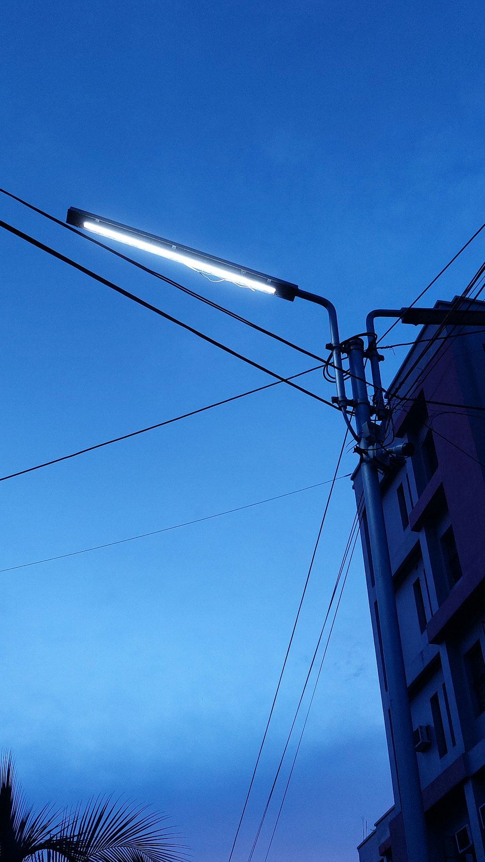 a street light on a pole