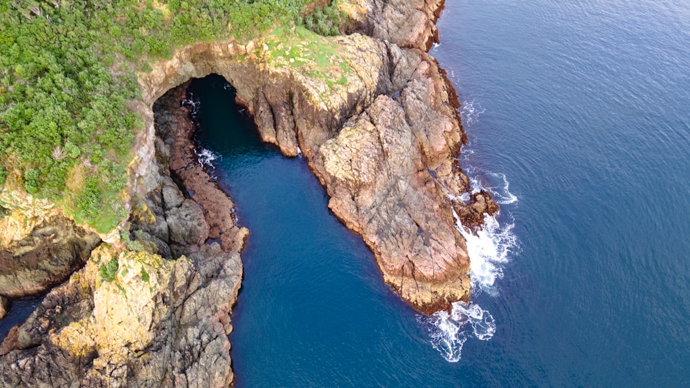 water next to the rock