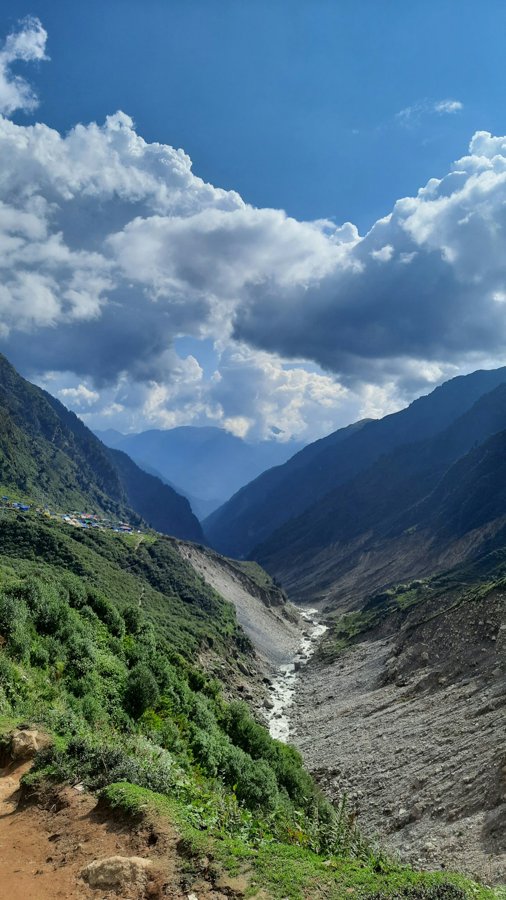 a valley between mountains