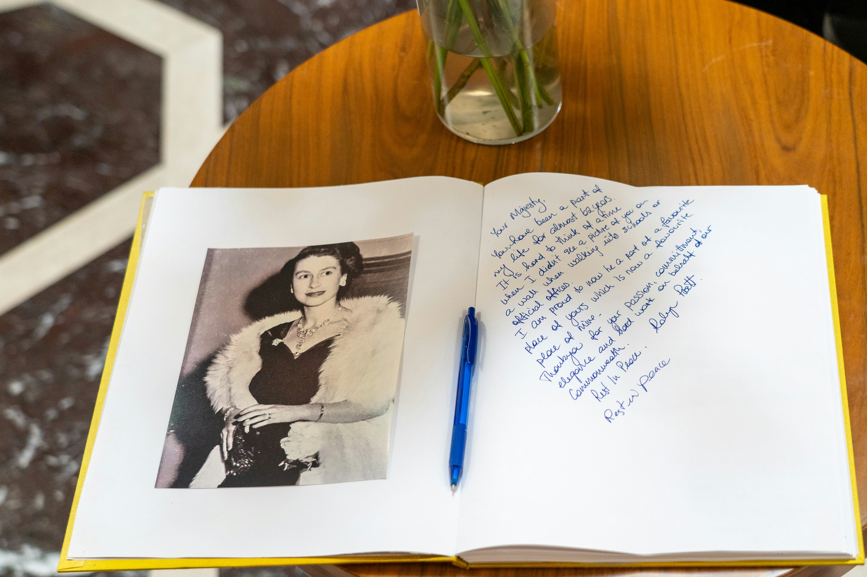 A book of condolences for Queen Elizabeth II.