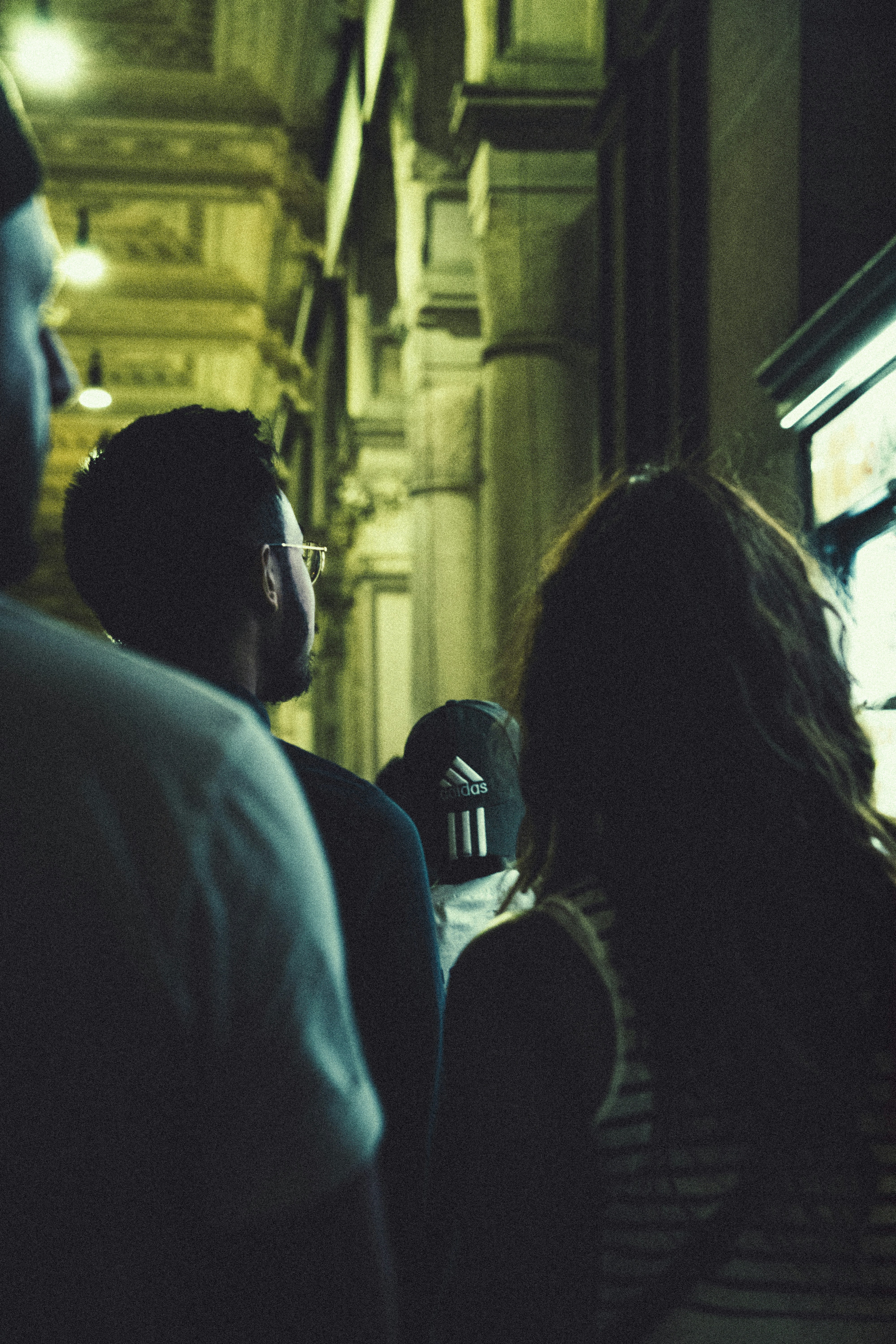 a man and woman looking at each other