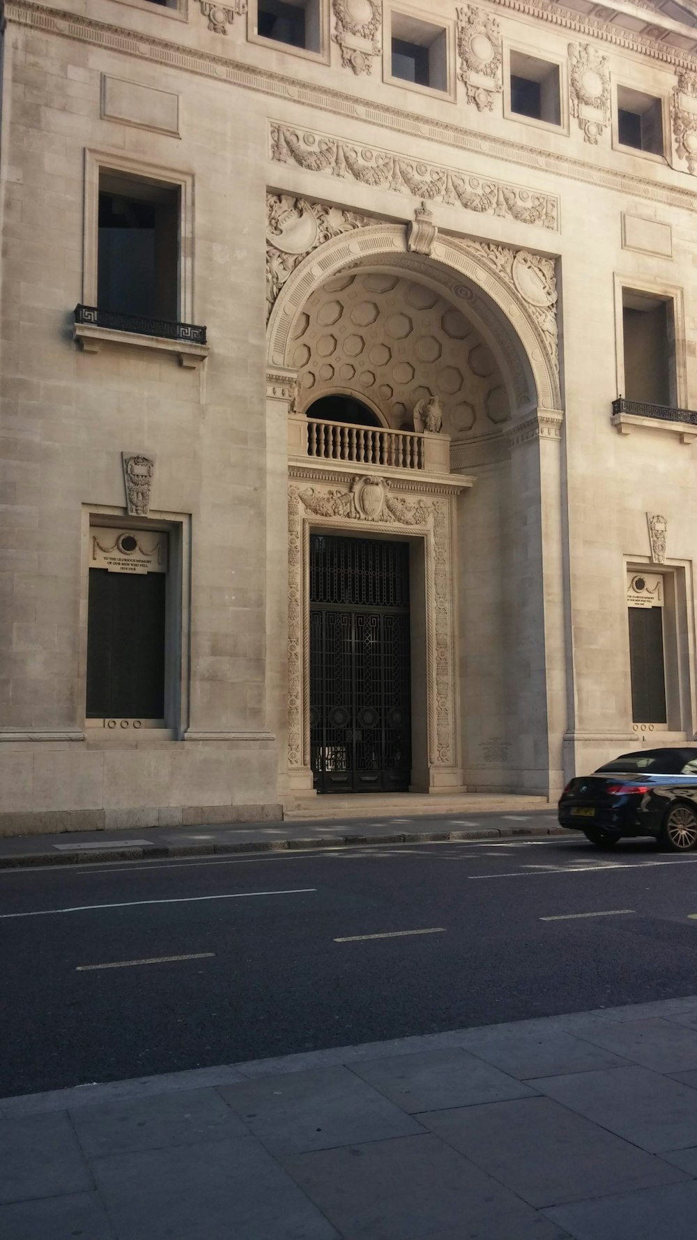 a building with a large arched doorway