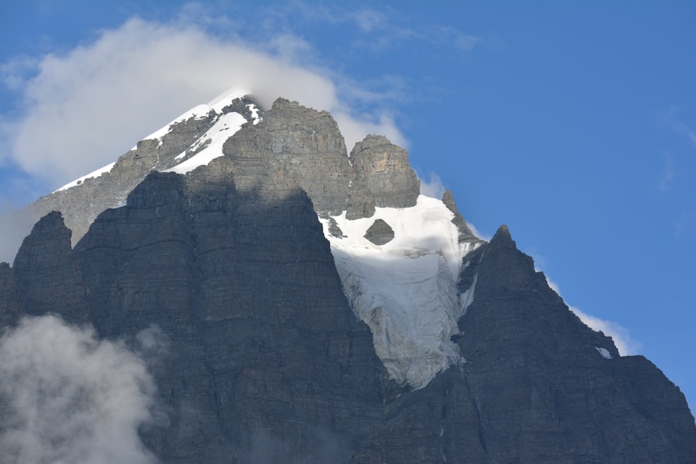 a mountain with snow