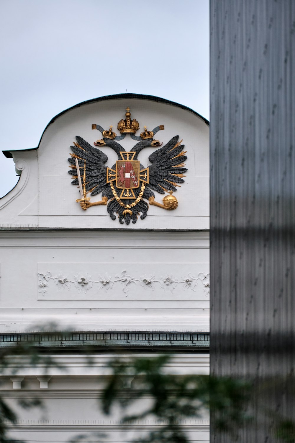 a large emblem on a building