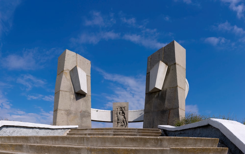 a group of stone statues