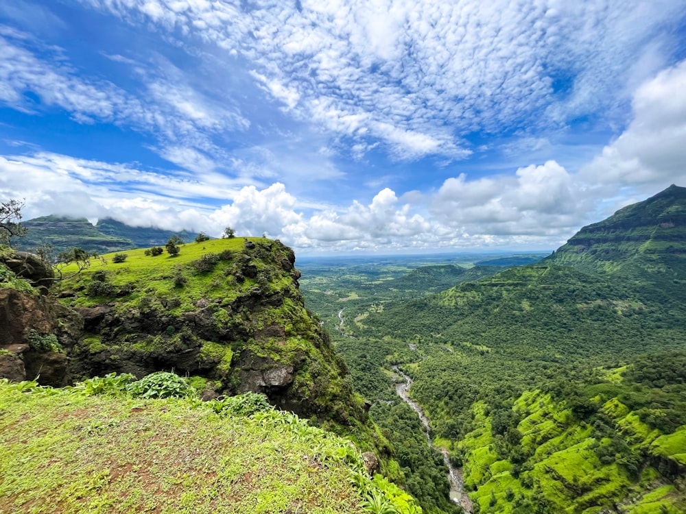 a landscape with hills and trees