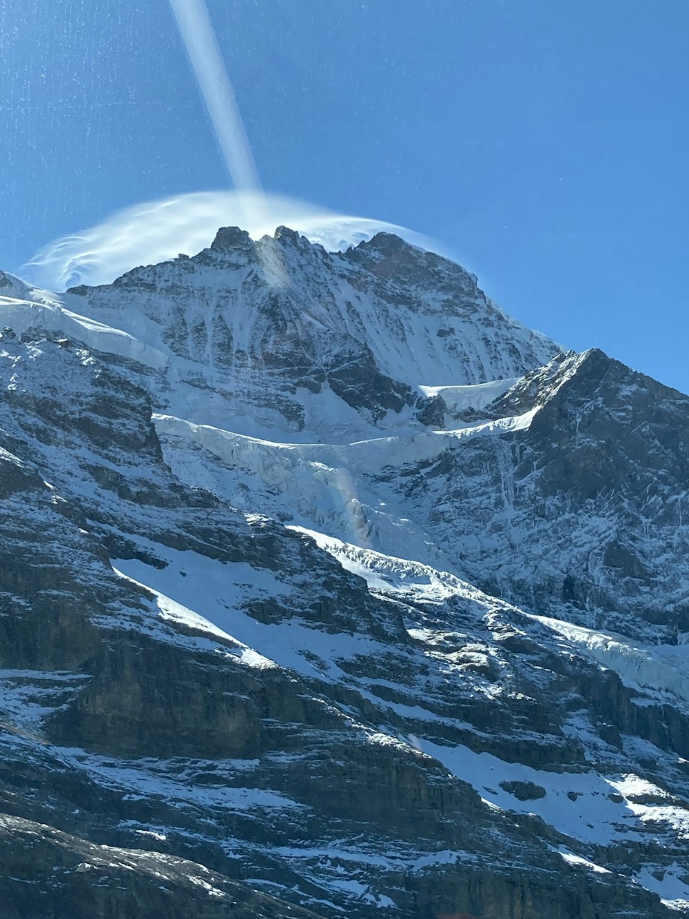 a mountain with snow