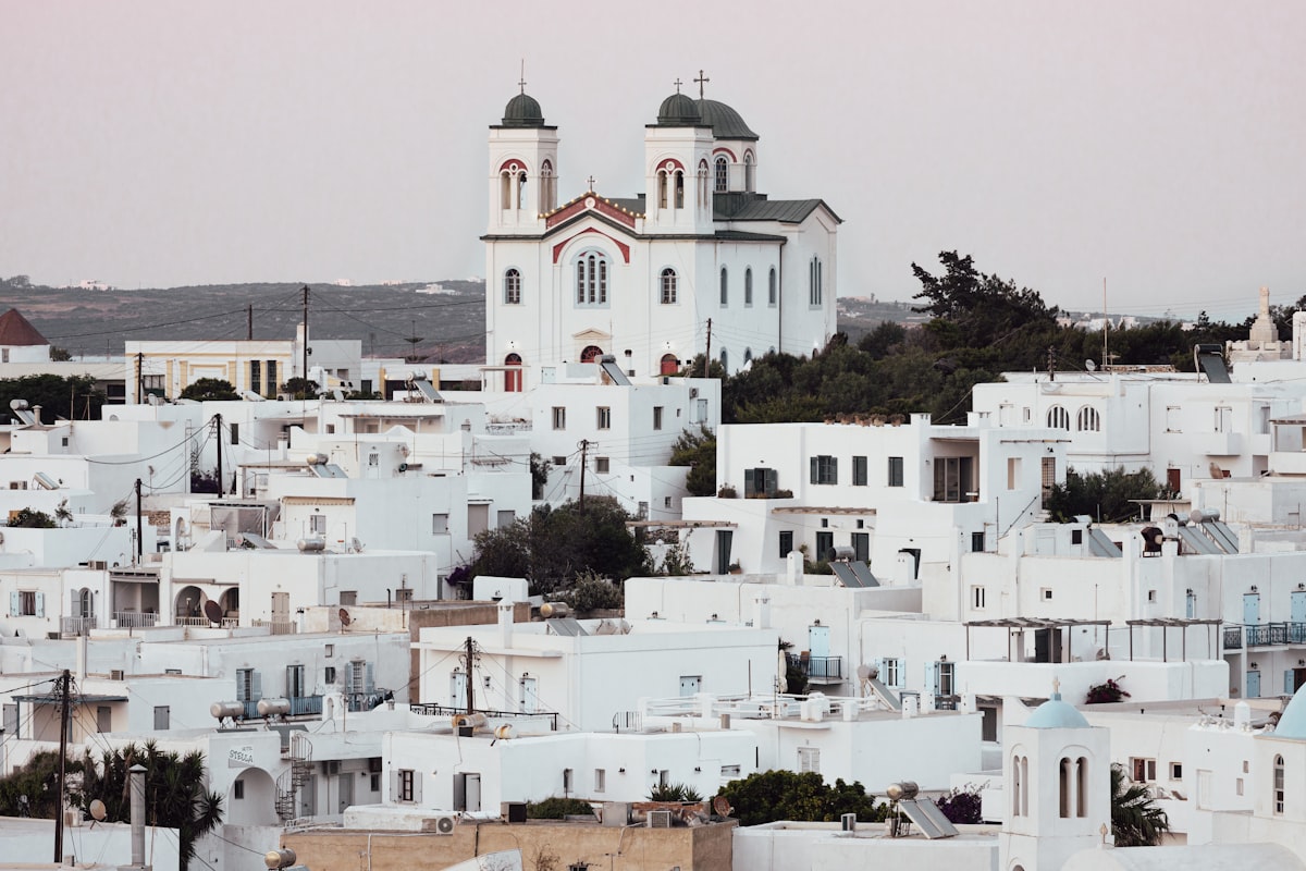 Parikia waterfront and windmill on Paros