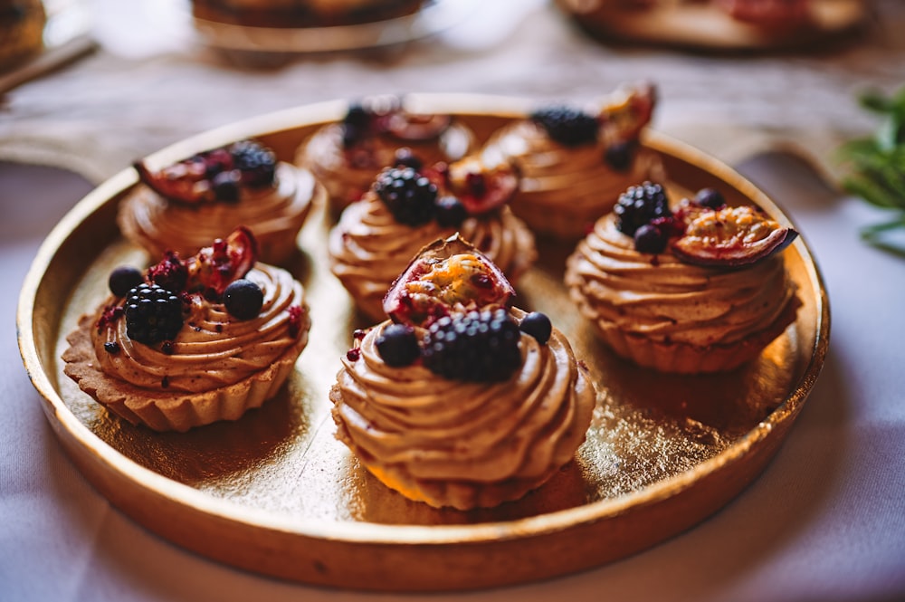 a plate of desserts