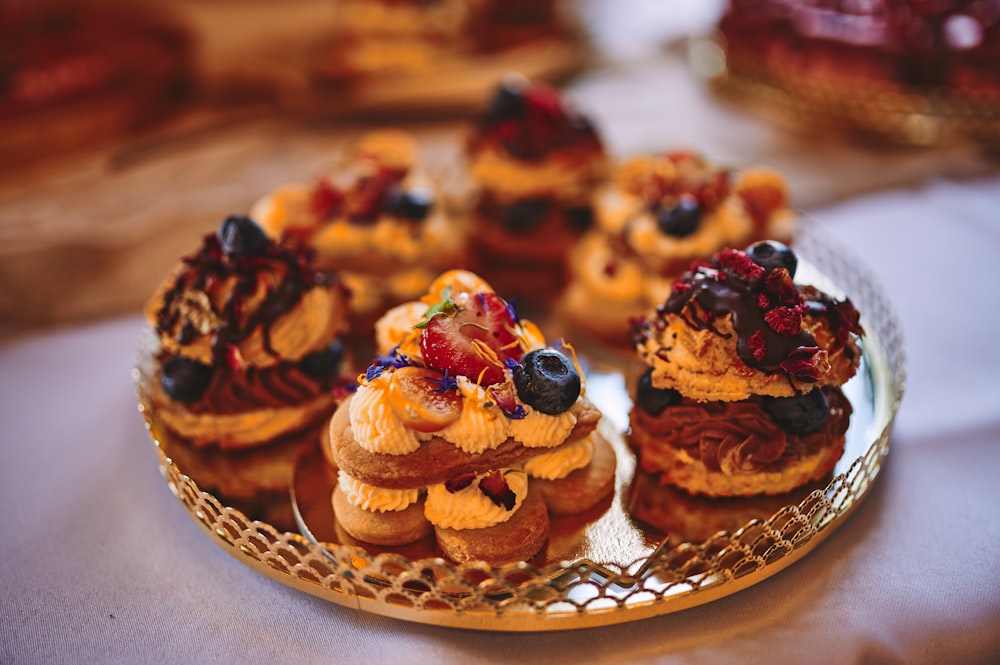 a plate of desserts