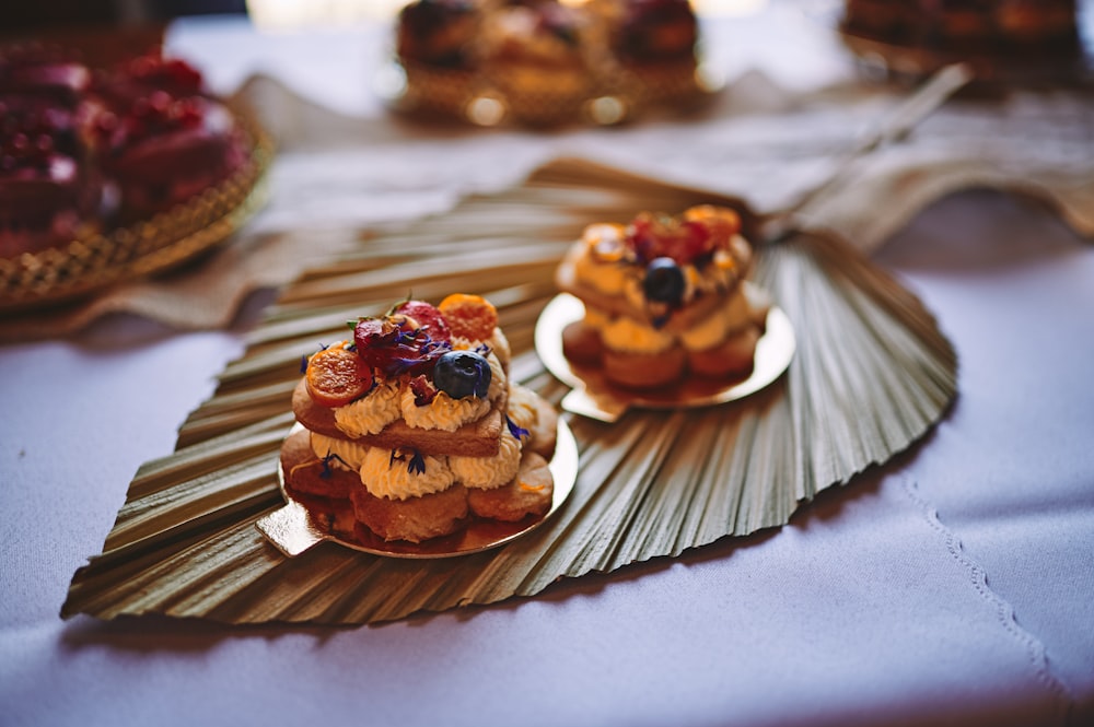 a group of desserts on a plate