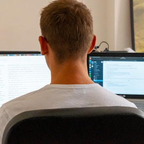 a man sitting in front of a computer