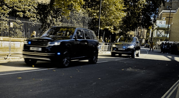 A secure transportation vehicle on a road.