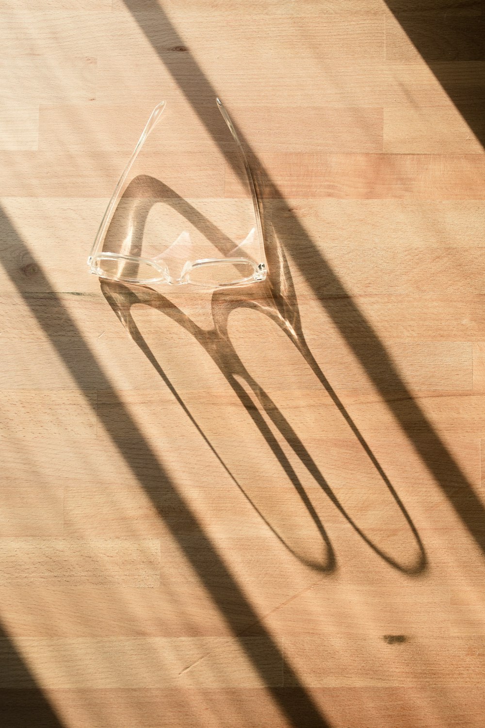 a pair of sunglasses on a wooden surface
