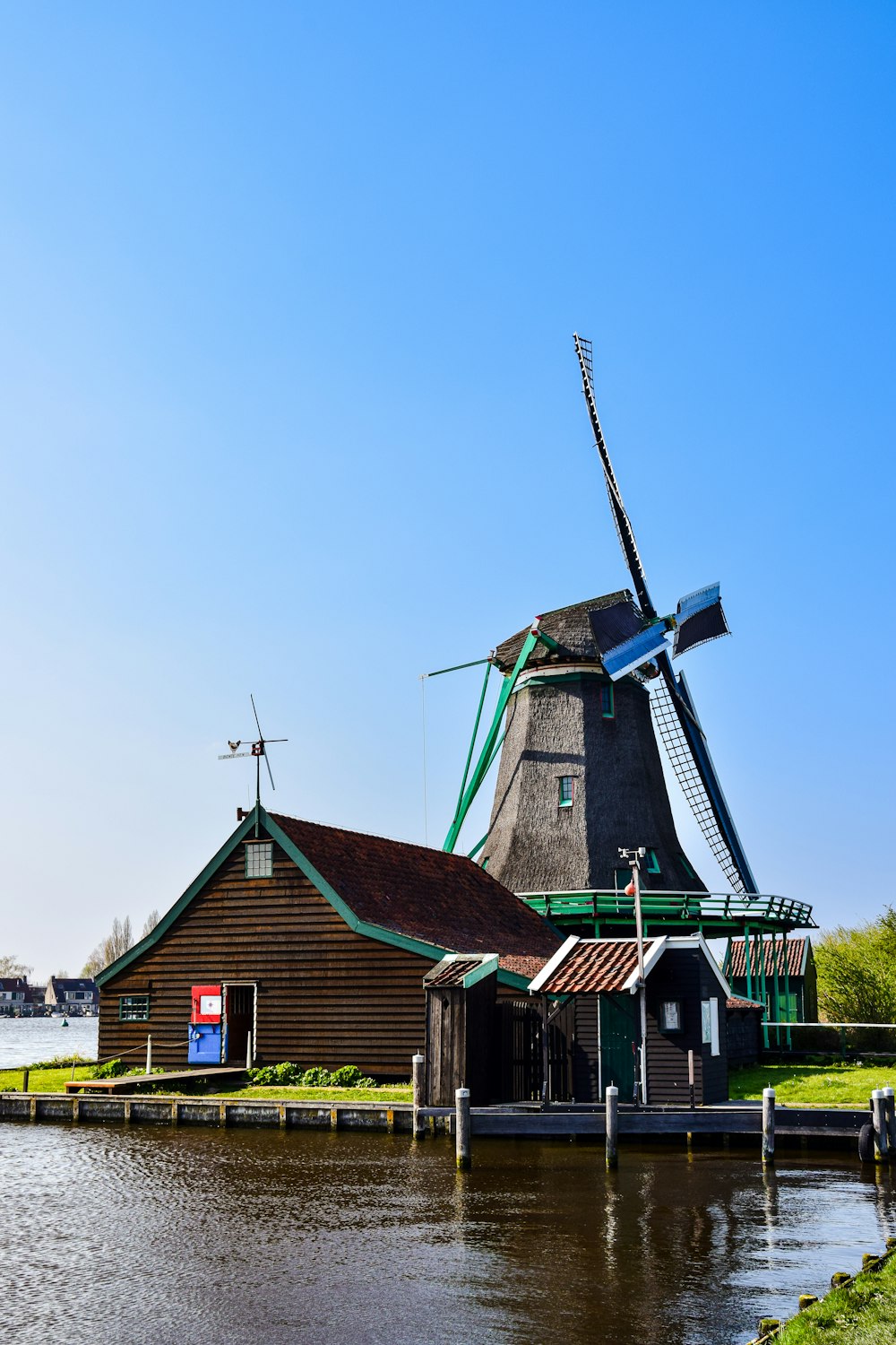 a building with a windmill