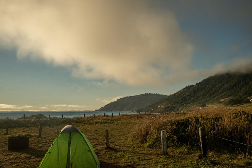 a tent in a field