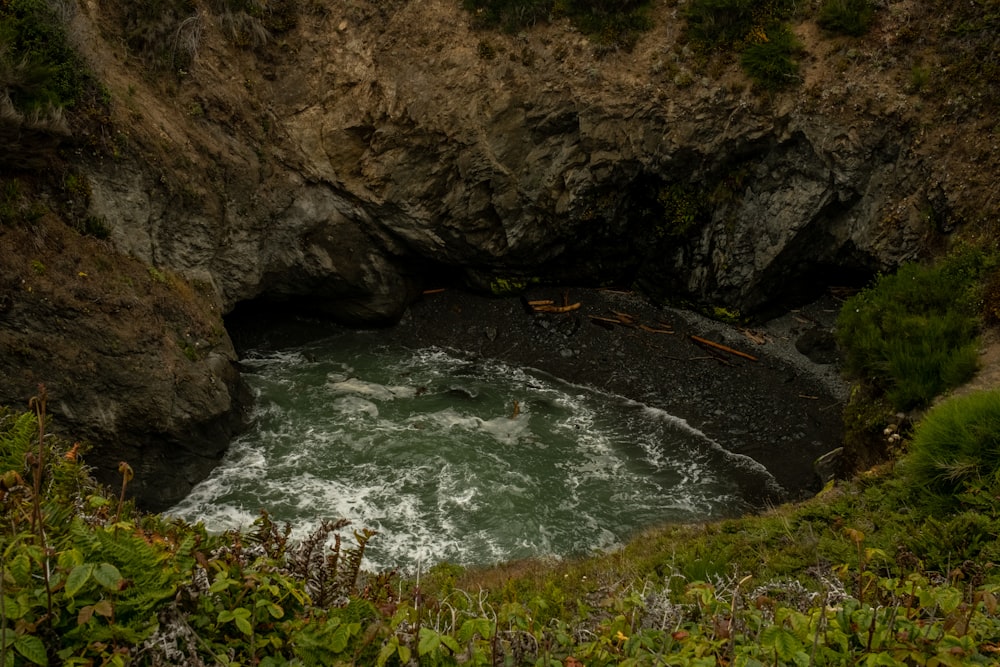 a river flowing through a rocky area